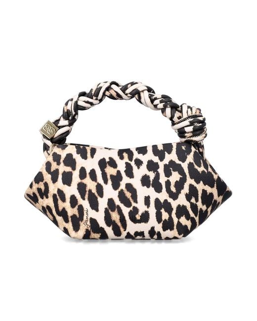 Ganni White Leopard Grained Mini Bou Bag