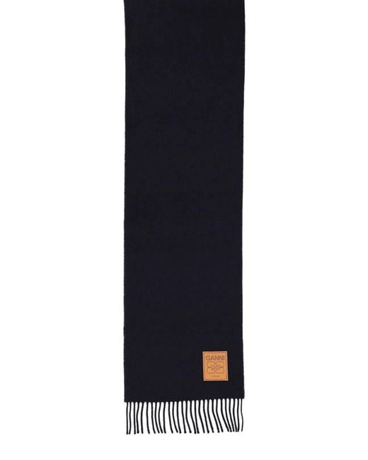 Ganni Blue Wool Scarf