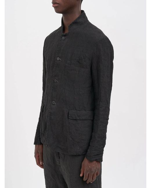 Poeme Bohemien Black Linen Lined Jacket for men
