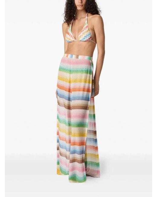 Missoni White Multicolour Viscose Polyamide Pants