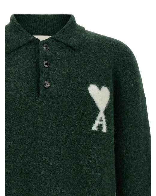 AMI Green 'Ami De Coeur' Polo Shirt for men