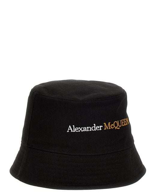 McQueen Black Logo Bucket Hat for men