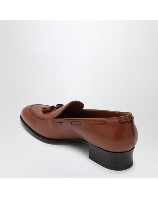 Loro Piana Brown Serge Tassel Honey Leather Loafers