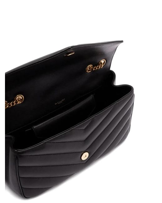 Saint Laurent Black Loulou Media Leather Bag