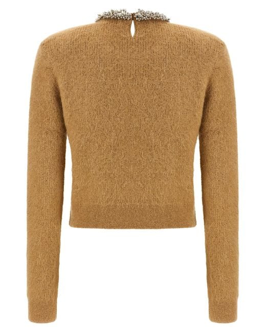 Self-Portrait Natural Self Portrait Sweater With Jewel Embroidery