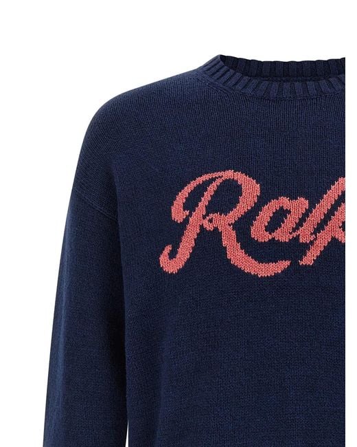 Polo Ralph Lauren Blue Intarsia Logo Sweater for men