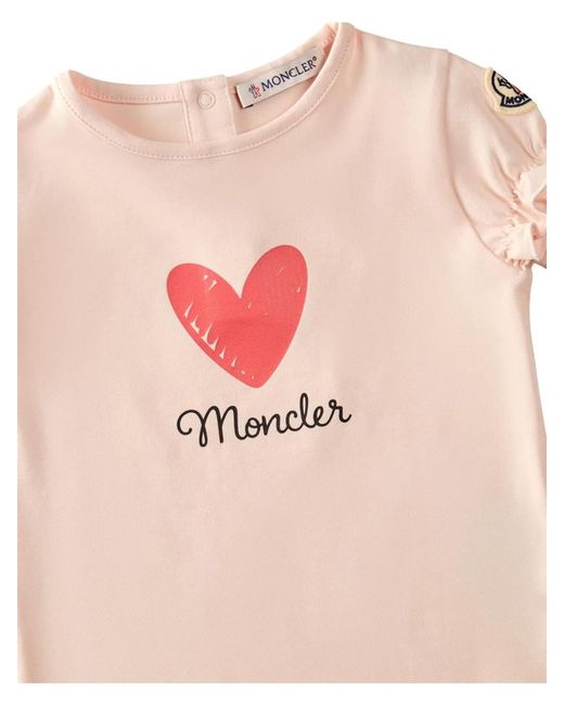 Moncler Pink T-Shirt With "Heart" Logo