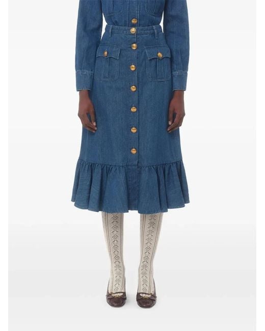 Valentino Garavani Blue Denim Skirt