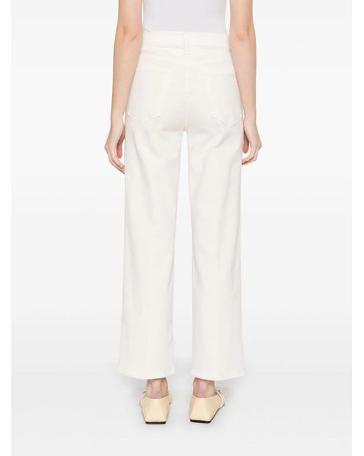 Mother White The Rambler Zip Ankle Wide Jeans