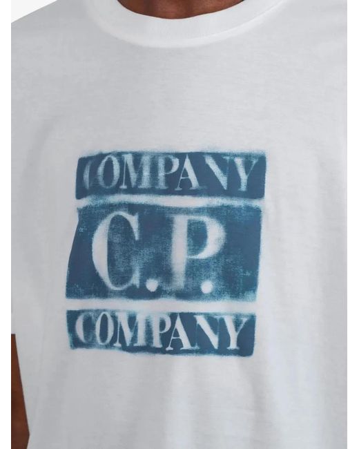 C P Company White C.P.Company Short-Sleeve T-Shirt With Logo Detailing for men