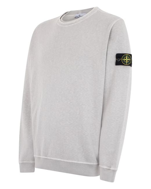 Stone Island Gray Cotton Sweatshirt With Logo for men