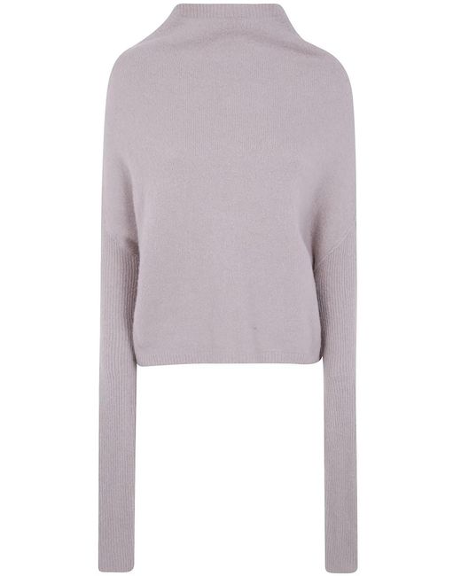 Rick Owens Purple Long Sleeves Crater Neck Tee