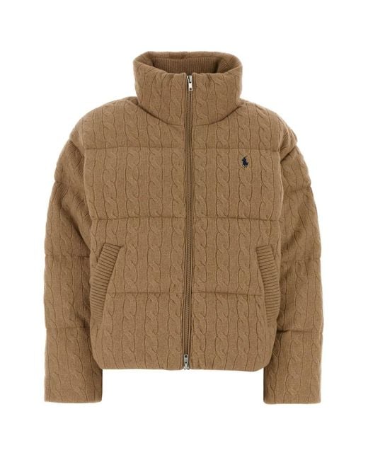 Polo Ralph Lauren Brown Biscuit Wool-Blend Padded Jacket
