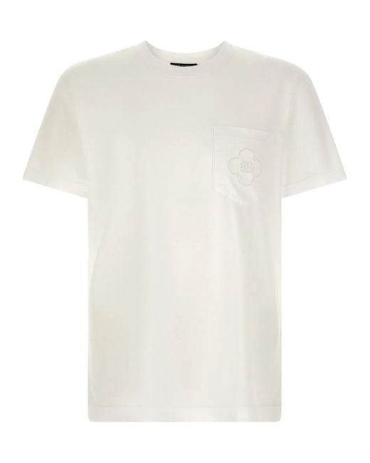 Dolce & Gabbana White Dolce & Gabbana Openwork Logo T-Shirt for men
