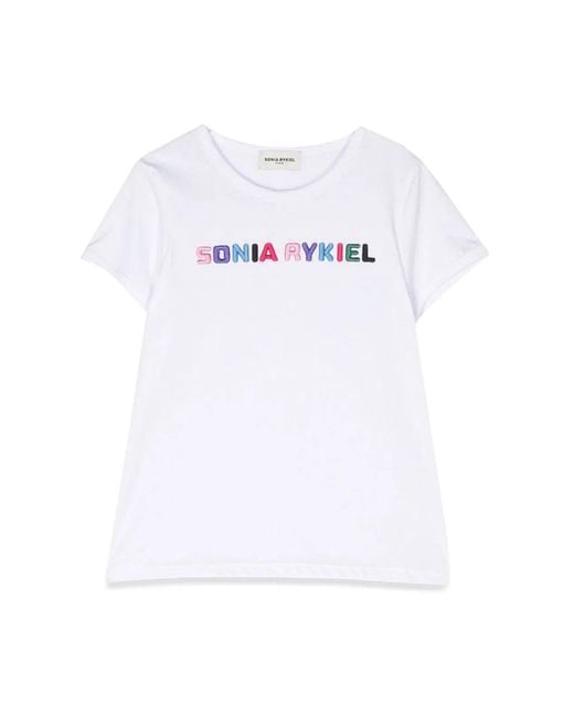 Sonia Rykiel White T-Shirt Logo Contrasting Profiles