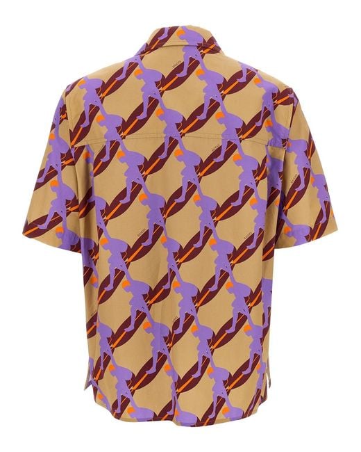 Gucci Red Printed Light Cotton Poplin Shirt for men