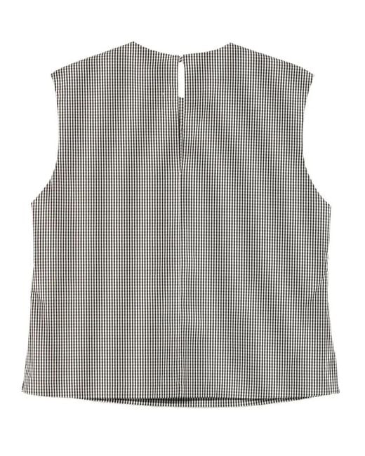 Incotex Gray Edith Gingham-Pattern Sleeveless Top