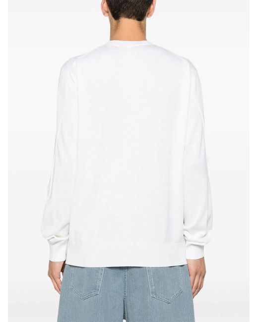 Givenchy White Cuffs Button Tab Sweater for men