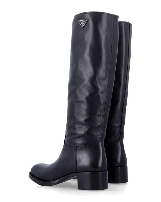 Prada Blue High Boot Logo 40