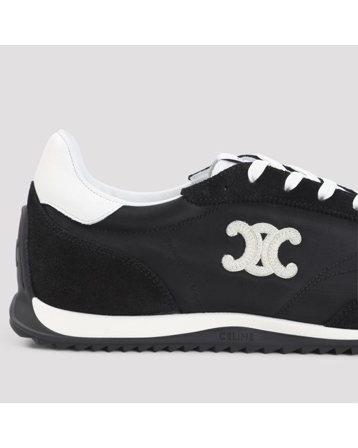 Céline Black Suede Calf Leather Low Lace-Up Sneakers With Triomphe for men