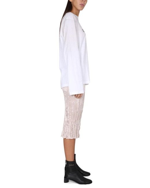 Acne White Silk And Viscose Midi Skirt
