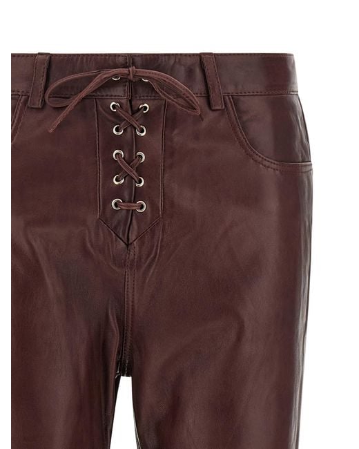 ROTATE BIRGER CHRISTENSEN Brown Rotate Birger Christensen Flared Leather-Effect Pants