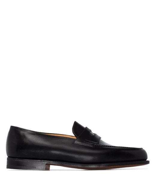 John Lobb Black Lopez Slipon Loafers for men