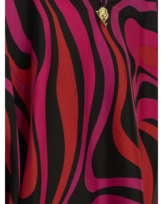 Emilio Pucci Red "Marmo" Short Caftan Dress
