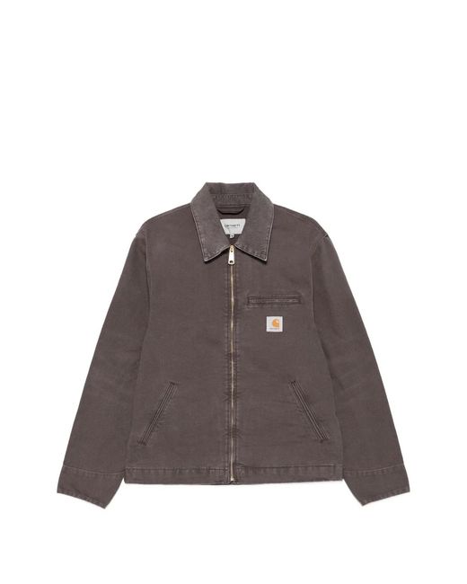 Carhartt Brown Detroit Logo-Patch Zip-Fastening Jacket for men