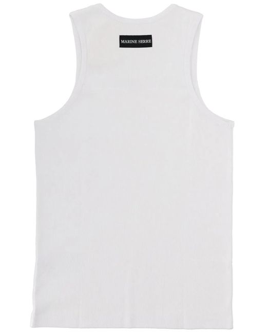 MARINE SERRE White Ribbed Tank Top With Moon Logo for men