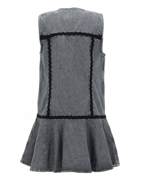 Ganni Gray Cotton Mini Dress