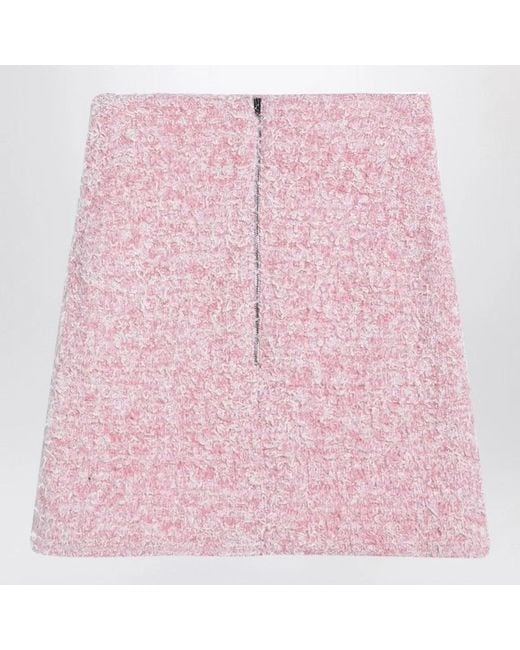Balenciaga Pink Cotton Blend Tweed Mini Skirt