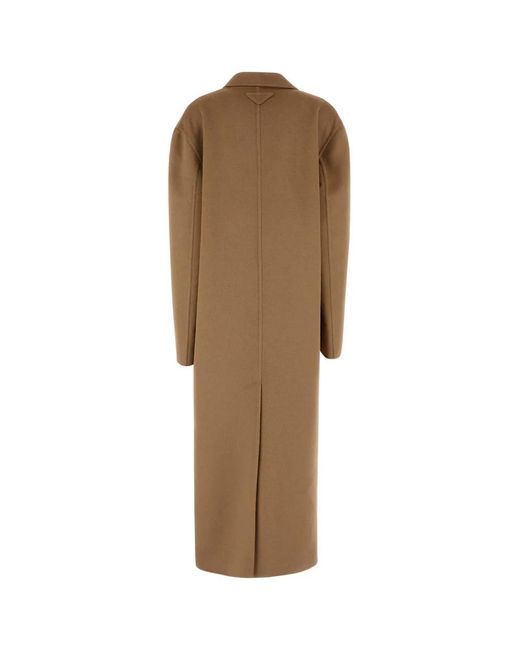 Prada Natural Camel Wool Blend Coat