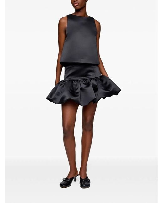 Ganni Black Satin Mini Skirt