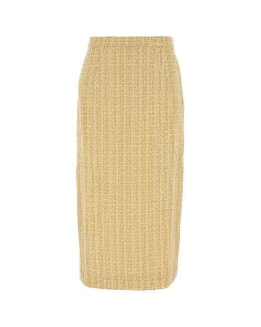 Alessandra Rich White Sequin Tweed Midi Skirt