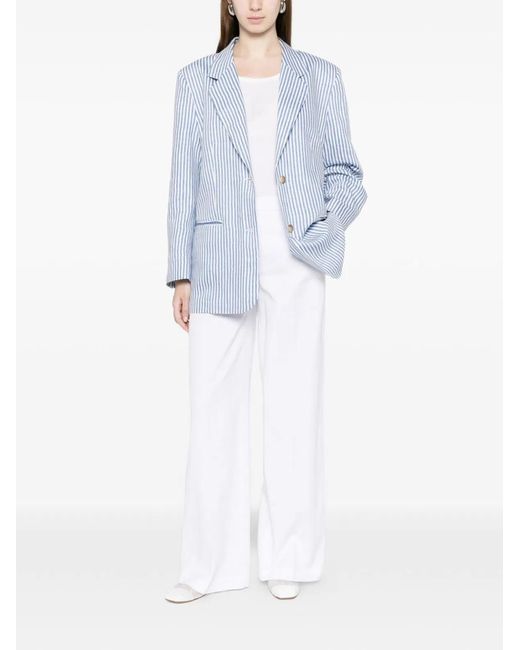 Via Masini 80 White Cotton Wide-Leg Trousers