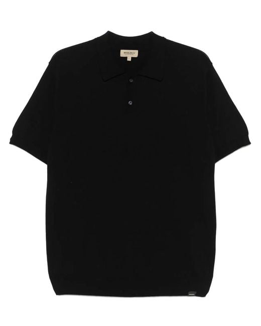 Woolrich Black Knitted Polo for men