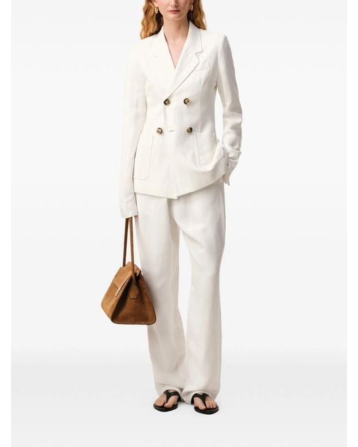 AMI White Elastic Waist Pants