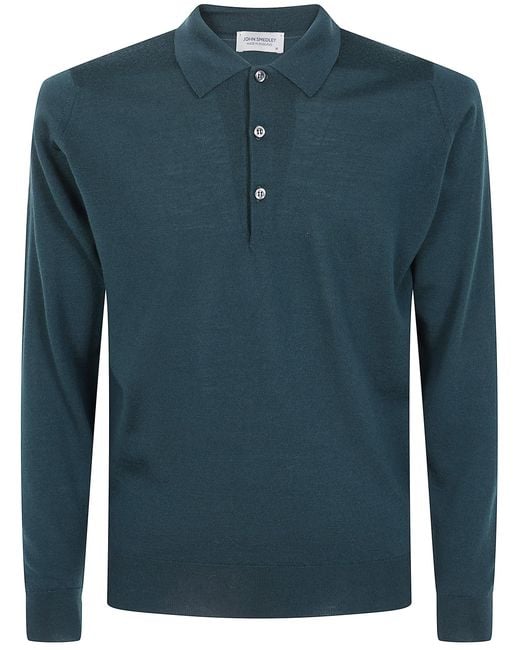 John Smedley Blue "Belper" Long Sleeves Shirt for men