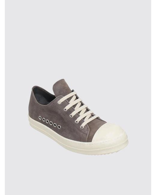 Rick Owens Gray Extreme Low Sneaks Dark Leather Shoes for men