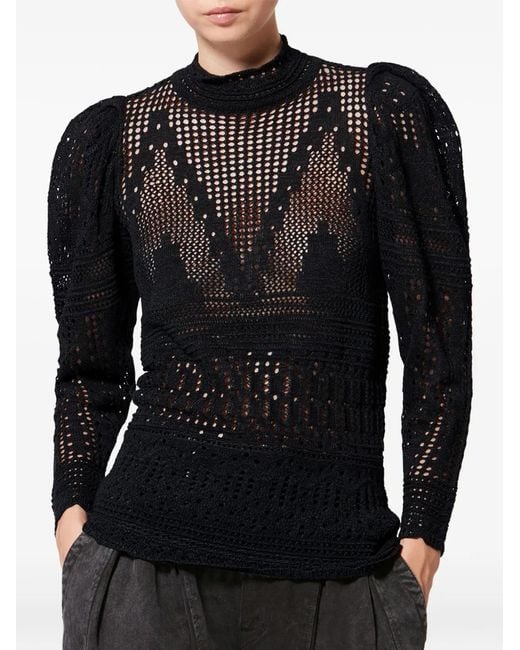 Isabel Marant Blue Dahara Openwork Cotton Sweater