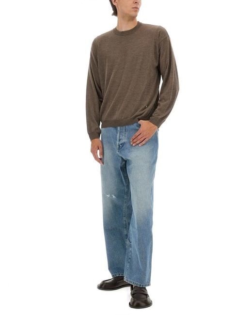 Moschino Brown Wool And Silk Pullover for men