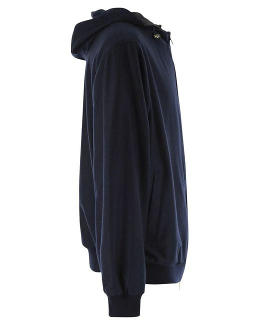 Fedeli Blue Reversible Bomber Jacket With Hood for men
