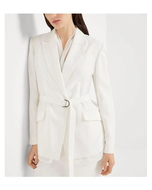 Brunello Cucinelli White Suit Type Belt Jacket