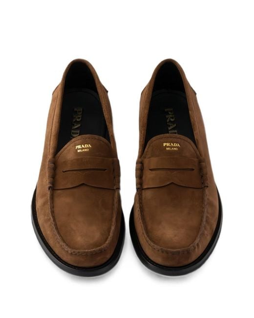 Prada Brown Cocoa Suede Loafers for men