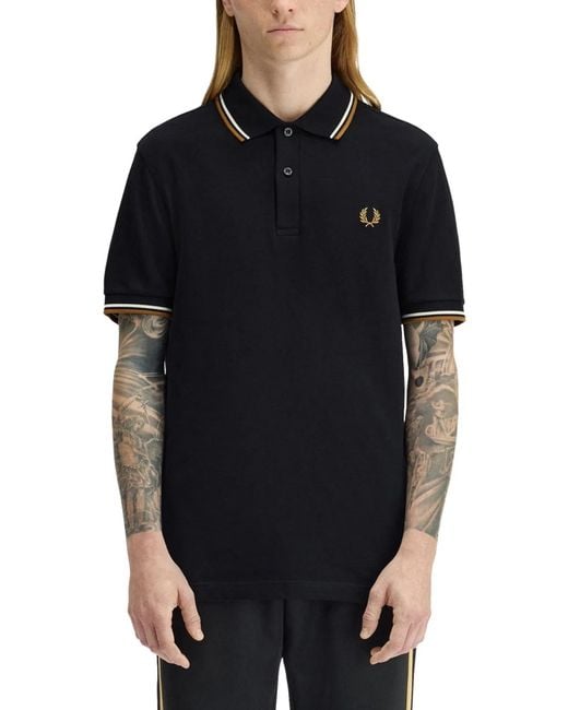 Fred Perry Black Cotton Polo Shirt for men
