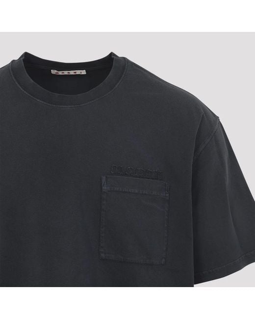 Marni Black Garment-Dyed Cotton T-Shirt for men