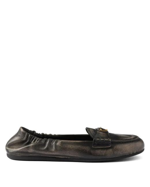 Prada Black Deconstructed And Flexible Nappa Leather Loafers