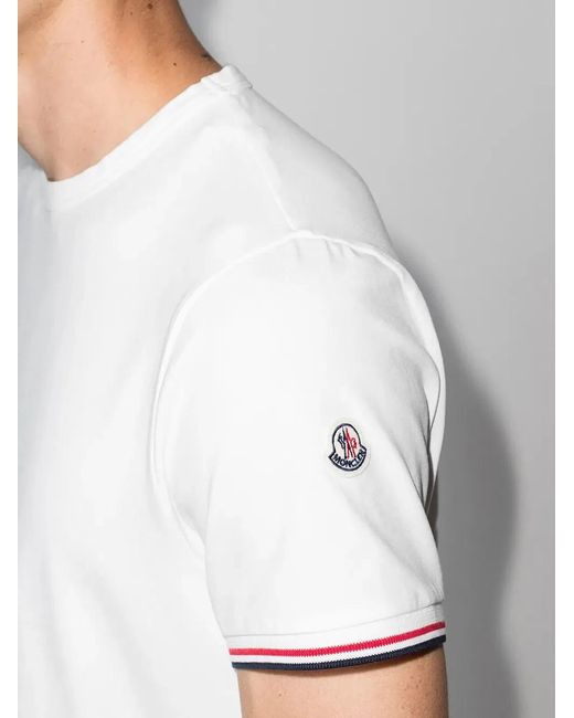 Moncler White Cotton Logo T-Shirt for men