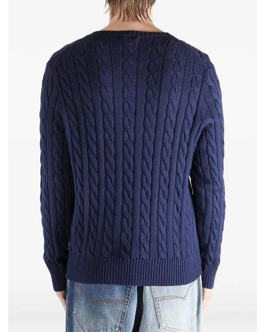 Polo Ralph Lauren Blue Cable-Knit Cotton Jumper for men